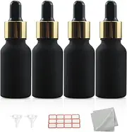 Wwolife 4 PCS 1 2/3oz (50ml) Black Frosted Glass Dropper Bottles Perfume Aromatherapy Cosmetic Container Essential Oils Sample Empty Dropper Bottles with Funnel Include