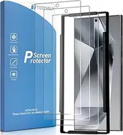 [T Tersely] [3-Pack 9H Tempered Glass Screen Protector for Samsung Galaxy S24 Ultra 5G, with Installation Alignment Frame, Support Fingerprint Unlock, Case Friendly, Anti-Scratch Film