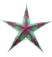 Star Light Purple Teal White Paper Star Lantern NEW with 12' light cord