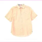 Tommy Bahama Line In The Sand Linen Short Sleeve Woven Shirt Peach Sz L NWT $115