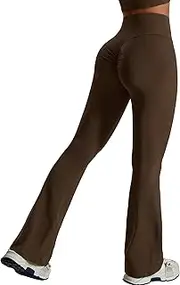 [FEOYA] Seamless Yoga Flare Pants for Women High Waist Butt Lifting Scrunch Casual Bell Bottoms Pants Wide Leg Workout Leggings