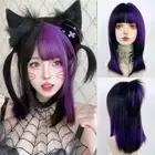 Gothic Style Purple Black Ombre Wig with Bangs Colored Cosplay Wig Party
