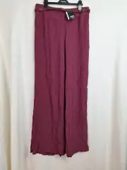 Atmosphere Ladies Size 12 Wine Belted Zipped Trousers New