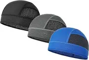 [OhMill] 3 Pcs Summer Cycling Caps Under Helmet Skull Cap Cooling Mesh Cap Running Caps for Men Women Summer Beanie Hat