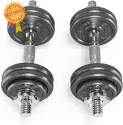 20kg Cast Iron Adjustable Dumbbell Set with Solid Handle for Home Gym & Training