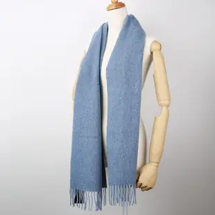 POLO Ralph Lauren刺繡小馬雙色流蘇羊毛圍巾(靛藍色)780918-3