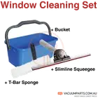 Window Cleaning Tools - Bucket, Slimline Squeegee, T- Bar Sponge