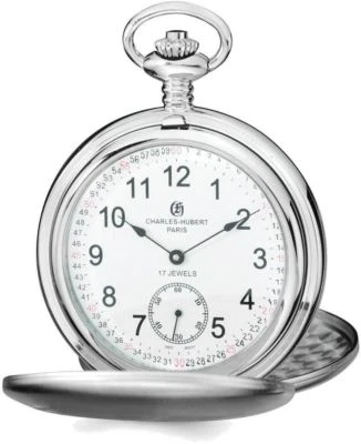 Charles Hubert Stainless Steel White Dial Pocket Watch XWA4336