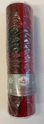 1 roll Red and black buffalo plaid deco mesh 10.5 in x 12 ft. ribbon wreath