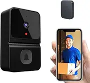 Video Doorbell Camera, Wireless Video Doorbell Camera Smart Doorbell with 480P 2 Audio Cloud Storage Battery Powered Black