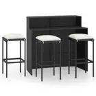 4pcs Outdoor Bar Set Garden Patio Pub Dining Wicker Rattan Table Stools Chairs