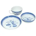 小禮堂 迪士尼 小飛象 日本製 三件式陶瓷杯碗盤組 (藍紋款)