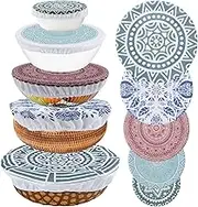 10Pcs Cloth Bowl Covers, 5 Size Elastic Food Bowl Cover, Reusable Fabric Bowl Cover, Dish Food Stretchy Storage Cover, Food Storage Container Cover, Bowl Top Cover for Party Picnic Travels(Style 3)