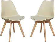 [Chotto] Ando Dining Chairs - Set of 2 in Beige: Elegant Seating for Modern Spaces. Comfortable, Durable, and Stylish Addition to Your Dining Area