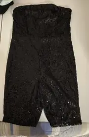 Boohoo Sequin Bandeau Unitard Black Size 12 - New With Tags