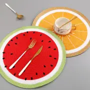 PP Woven Round Placemat Fruit Dining Mat Cup Table Plate Mat Kitchen Accessories