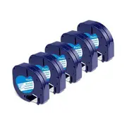 5-Pack Label Maker Tape for LetraTag Refill Plastic 91331, Compatible Label Tape Black on White 913 As Shown