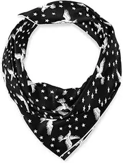 [miaozhen] Silk square lightweight neckerchief for men for winter 35’’ Bald Bird Beans Star Black White bufanda para mujer, Bald Bird Beans Star Black White