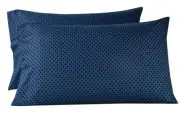 ☆ Mainstays Set Of 2 Soft Microfiber Pillowcases S/Q Standard Queen Navy Geo