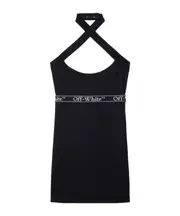 Off-White Logo Band Cross-Over Dress S,XS Black