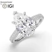 Pear Solitaire Labgrown Diamond Hidden Halo Ring 18k White Gold 6.35 Ct F VVS2