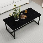 VERFARM Modern Rectangular Coffee Table, Living Room Table End Table Tea Table, Metal Frame Industrial Style, Black