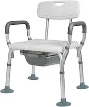 Commode Mobile with Arms and Back Chair Bath Seats for Adults Bath Stool Shower Stool Shower Seat Chair Height Adjustable Non-Slip Aluminium (Color : with Commode)