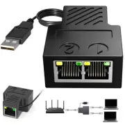 [Plug&Play] RJ45 1 to 2 Splitter Adapter for Router TV Box Camera PC Laptop-1PCS