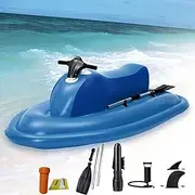 Inflatable Jet Boat,Electric Underwater Scooter Jet Ski, Summer Electric Motor Boat with 500W Motor and Paddle, 10000mAh Battery, 2-6 km/H, 30-60min Battery Life,for Pool/Lake/Ocean(500W16A)