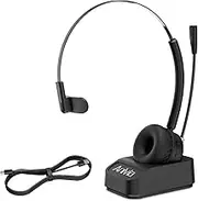 Nightroad Computer Headset with Wireless Charging Base Noise-Cancelling Microphone for Call Centers or Truck Driver Headset