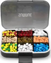 Large Pill Organizer, 9 Compartments Portable Travel Pill Box Case Moisture P...
