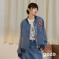 在飛比找momo購物網優惠-【gozo】大g繡花牛仔棒球外套(兩色)
