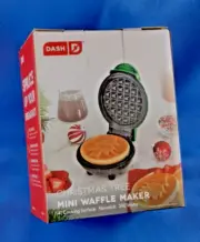 NEW! DASH CHRISTMAS NONSTICK MINI WAFFLE MAKER - 4” CHRISTMAS TREE DESIGN