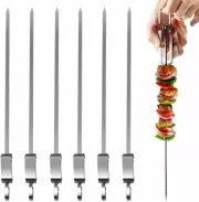 Stainless Steel Barbecue Metal Skewers Flat Needle BBQ Tools Kebab Stick 35 CM