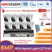 Hikvision 32MP 8CH POE 8K NVR 4K Hybrid Light Security Camera System 2-Way Audio