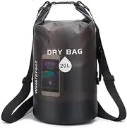 Waterproof Dry Bag, 20L Waterproof Backpack Roll Top Dry Compression Dry Sack with Detachable Shoulder Strap for Kayaking, Beach, Rafting, Boating, Hiking, Camping and Fishing