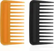 Styquenzer 2Pcs Mini Wide Tooth Comb,Small Travel Comb Portable Detangling Comb Beard Comb Large Tooth Pick Comb Anti-Static Small Comb Hair Styling Comb for Curly,Wet,Dry,Long Hair, Black, Yellow