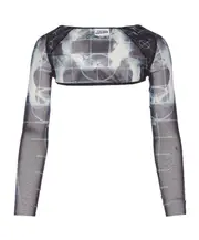 Jean Paul Gaultier Graphic Printed Semi-Sheer Top XXS,S,XL,XS,L,M,XXL Gray