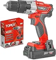 TOPEX 20V Cordless Drill Driver Impact Hammer drill For Home, Office, Workplace, 2 Speed, 21+1+1 Torque Setting, Led Light, Electric Power Drill Driver w/Battery Charger