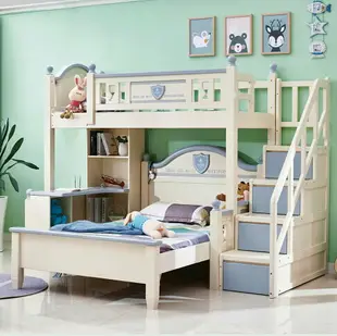 高架床書桌衣柜一體高低雙層床多功能組合下空床實木上床下桌