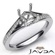 Pave Setting Diamond Engagement Asscher Semi Mount Ring 14k White Gold 0.35 Ctw
