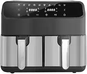 Dual Zone Air Fryer, 8L, Use No Oil, Digital Display, Space Saving Design, Extra Crisp, Roast, Bake, Reheat, Dehydrate, Energy And Time Saver, Healthy Oil Free, Low-Fat Cooking， Dishwasher Safe Basket