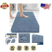 Extra Soft 30x20 Bathroom Rug - Plush and Absorbent Chenille Mat in Airy Blue