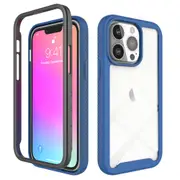 MCC Shockproof Bumper Case iPhone 14 Pro Clear Back Cover Apple 14Pro [Dark Blue]