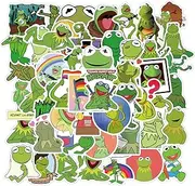 CHVISO 50Pcs Cute Cartoon Frog Stickers for Teen Kids Water Bottle, Waterproof Decal for Girl Laptop Bicycle Skateboard Phone Computer Guitar Travel Case(Kermit The Frog)