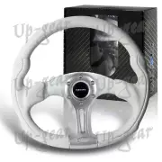 Storm Trooper Sport White Leather Stitch Spoke NRG 350MM ST-013WT Steering Wheel