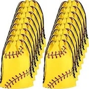 Silkfly 50 Pack Softball Makeup Bags Plastic Drawstring Softball Party Favor Bags Softball Goodie Bags Softball Gift Bags for Kids Boys Birthday Softball Theme Party Supplies, 6 x 8 Inch