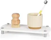 Ozzptuu Sink Caddy Instant Dry Kitchen Sink Organizer Sponge Holder for Kitchen Sink Diatomaceous Pedestal Stand Riser with Stainless Steel Feet Protection for Modern Home (White)