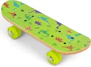OzBozz DINOSAUR SKATEBOARD WITH FLASHING WHEELS - 17 INCH Deck - Adorable Dino Decoration - Wheels Light Up When Moving, Assorted Designs and Colours