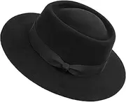 [UTOWO] Womens Fedora-Floppy Vintage-Jazz-Hat - Wide Brim Felt Hat with Belt Buckle Panama Hat
